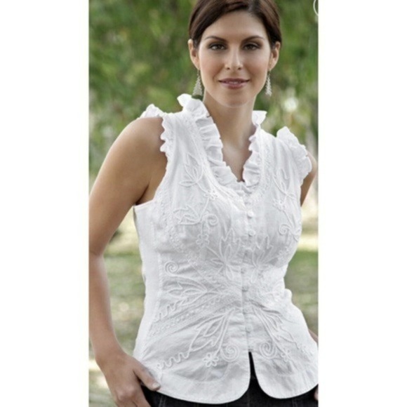 - Getty Zueger White Cotton Top Size M - Picture 1 of 6